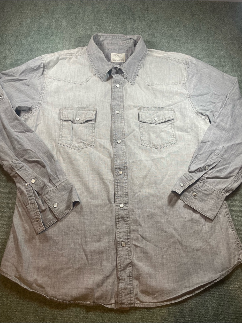 PD&C Pearl Snap Paper‎ Thin Denim Shirt XL